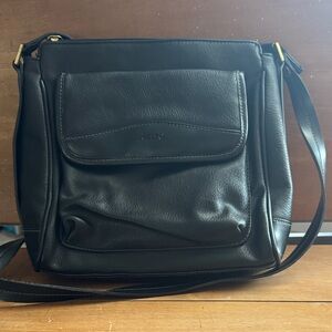 Black Leather Relic Crossbody Bag